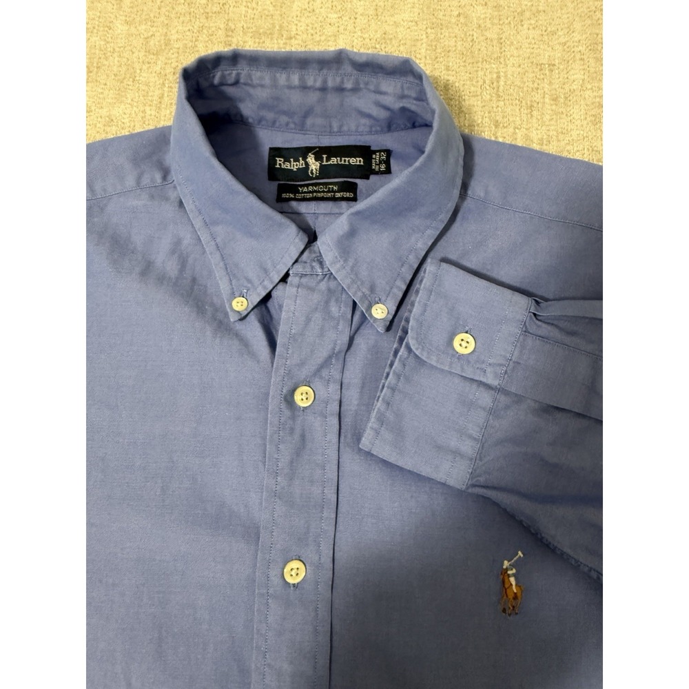 Ralph Lauren Yarmouth 100% Pinpoint Cotton Oxford Royal Blue Sz 16-32 Flesh Pony
